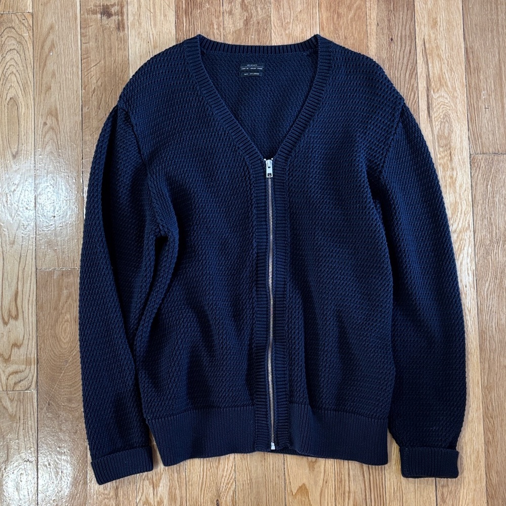 All Saints Navy Blue Knit Cardigan Sweater